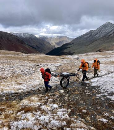 Silverton Medical Rescue team hiked in on the Colorado Trail in the Engineer Mountain area after being dropped off by Flight For Life in the upper mountain landing zone photo by Silverton Medical Rescue