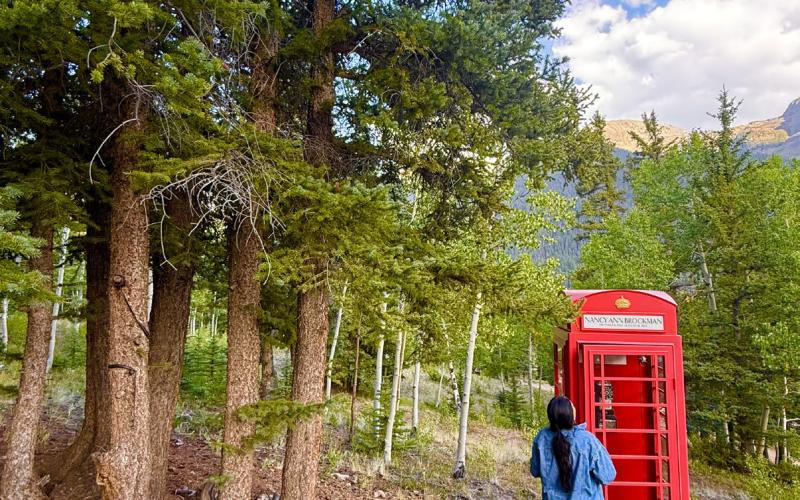 It has been one year since Silverton Local Nancy Brockman passed away. Angelina Noble paid her respect at the now well-known Windphone. People have come from all over to use the Windphone to call their loved ones who have passed. Photo by DeAnne Gallegos