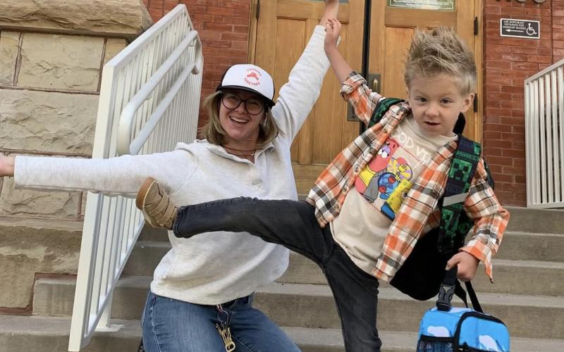 Photo by Sarah Wendlandt Sarah Wendlandt celebrates her and Jordan Bierma’s son Wilder’s very first day in the BIG SCHOOL!
