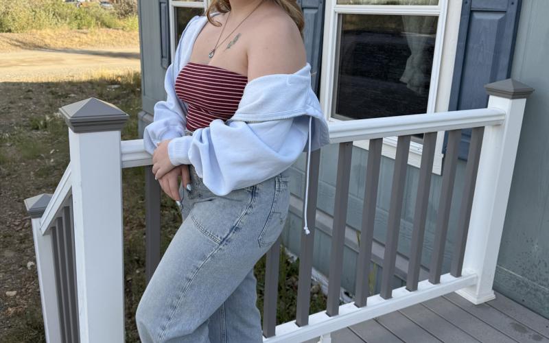 Photo by Deanna Jaramillo Rylan Jaramillo enters her Senior year in Silverton High School as her proud Mom Deanna Jaramillo captures the moment of her first day of school.