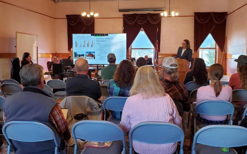 Town Administrator Gloria Kaasch-Berger presenting to the community. Photo credit Jim Harper
