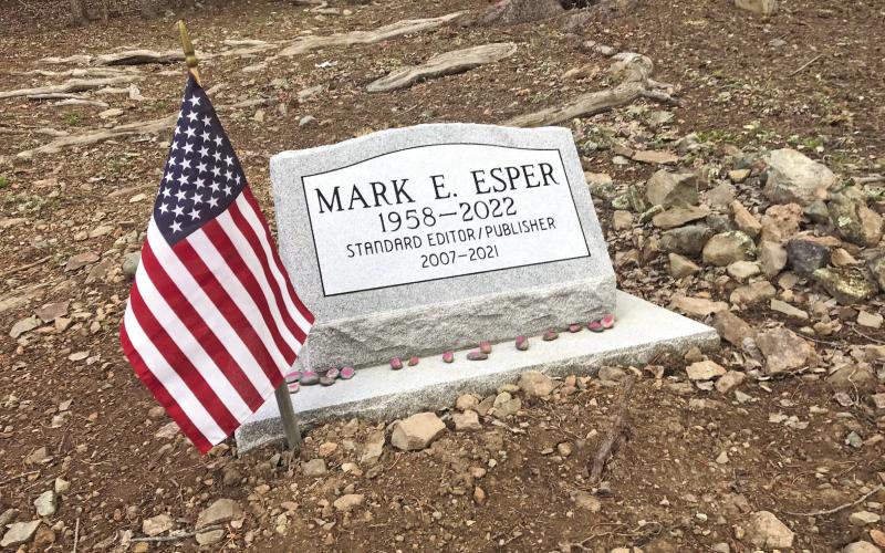 Mark Esper (former editor of The Silverton Standard) receives a flag on Memorial Day for his vigorous defense of the First Amendment and work as a correspondent in war zones. A flag for Mark Esper Photo by Margot Early