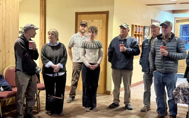 Silverton locals L-R Kevin &amp; Tiffany DeKay, Jared &amp; Elizabeth Stuffings, Terry Morris, Ken Balleweg and Dr. David Brown at the Candidates night photo by DeAnne Gallegos