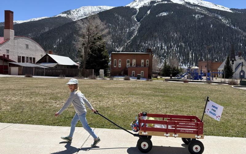 Photo by Sterling Blankenship Willow Blankenship off to sell rocks for the first day of train