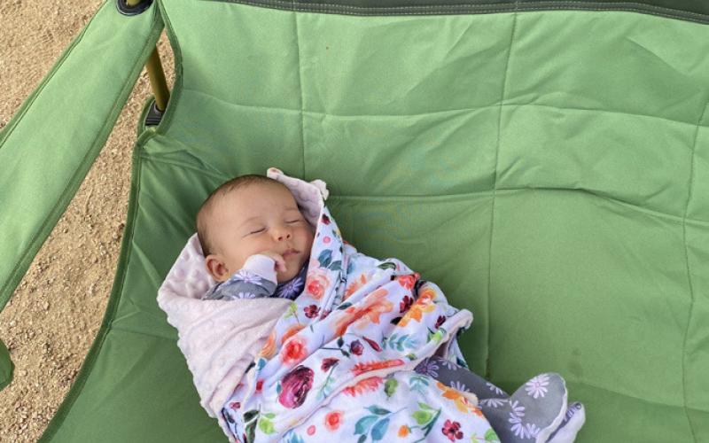 Katrina Lynn Mordecai enjoys her first camping trip in Arizona at only two months old. Photo credit Meah Mordecai