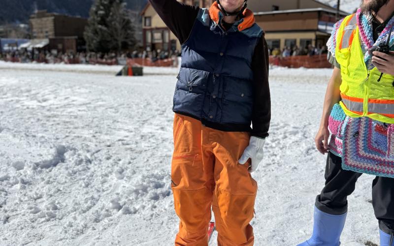 Silverton local skijoring skier Brian Gardiner has a successful run on Saturday Photo by DeAnne Gallegos