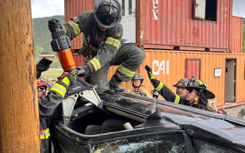 The SSJCVFD members trained together in Ridgway on how to tear into a crashed car in order to get an accident victim out. Photo credit SSJCVFD