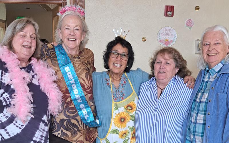 L-R Revlee Barker, Barbara Renowden, Patty Daily, Teki Eggett, and Rose Raab all have been lifelong friends photo by Rose and Larry Raab