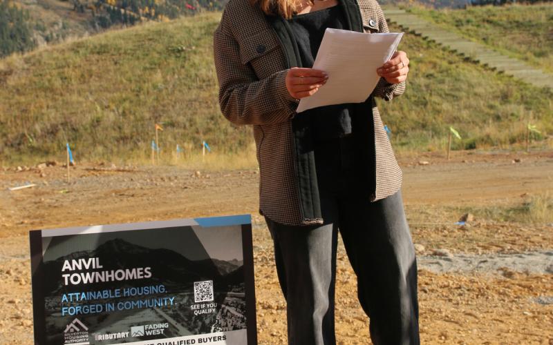 Anne Chase the Director of the Silverton Housing Authority at the ground breaking ceremony last fall Photo by Critt Kuenning