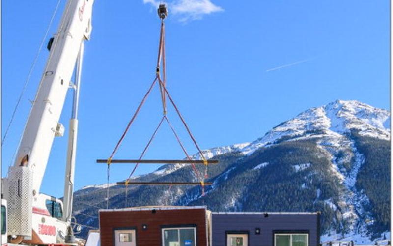 Anvil Townhomes being put in place by crane Photo by SHA