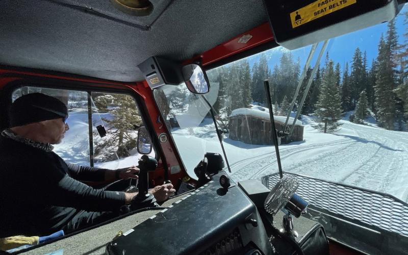 Andy Atha was a long time snowcat driver and mechanic for Purgatory Ski Resort but he was enjoying this snowcat going up Kendall a couple of winters ago. Photo credit David Breed