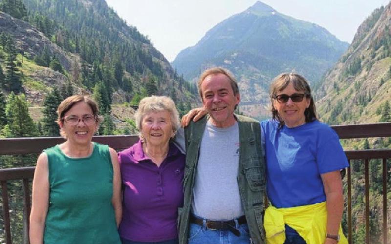 Mark with his sisters, Beth, Margaret, and Janet, in 2021 at Switzerland of American Lookout on the Million Dollar Highway. Photo Credit Margaret Westerman