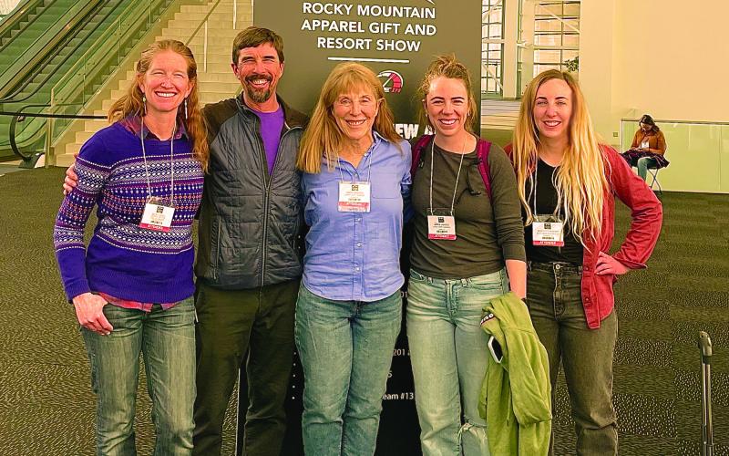 Becky and Paul Joyce with Janice Sanders, Kelly, and Katey Fetch at the Rocky Mountain Gift Show in Denver. Photo credit DeAnne Gallegos