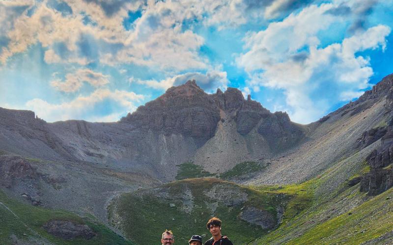 Cole, Davita, Carter and Lucy the Frenchie pose at Island Lake the day of her delivery. Photo by Cole Naymark