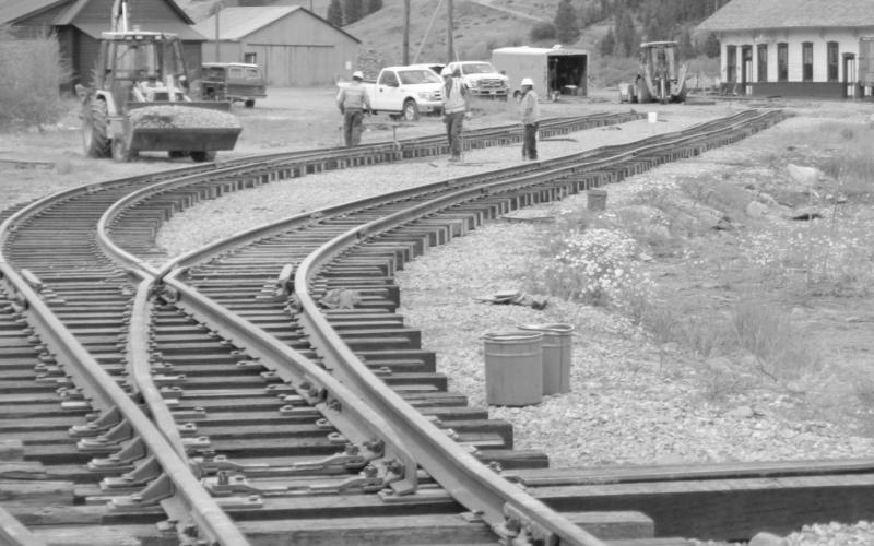 Shown here are switches and track laid by Savage Services. Installation of ballast should be completed this summer