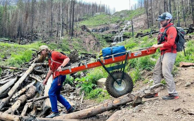 Silverton Medical Rescue hiking Ice Lakes trail to help an injured hiker Photo Credit Silverton Medical Rescue team member