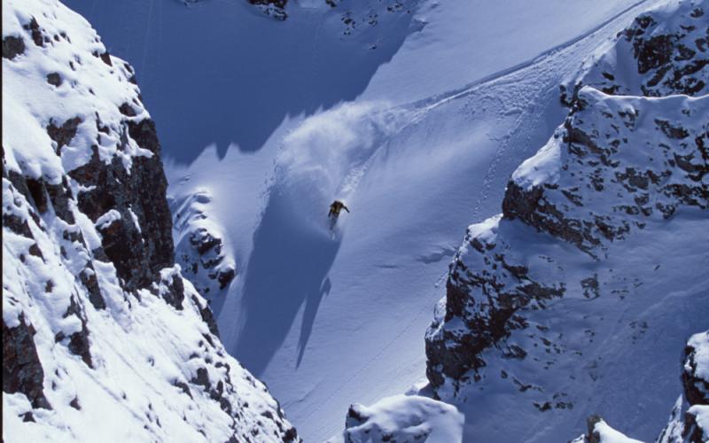 Aaron snowboarding Dope Chute circa 2002 (Photo Credit Scott D.W Smith)