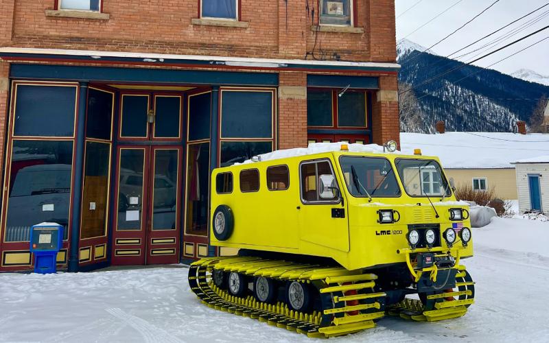Photo credit DeAnne Gallegos We have all types of transportation up here in snowy Silverton, including a variety of Snowcats, this one is named “Disco Cat”.