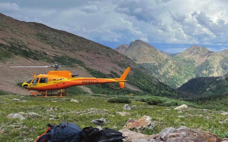 Flight for life aiding in the search and resume mission in the Trinity Peaks area. Photo credit - Silverton Medical Rescue &amp; OEM SAR operations in the Trinity Peaks area.
