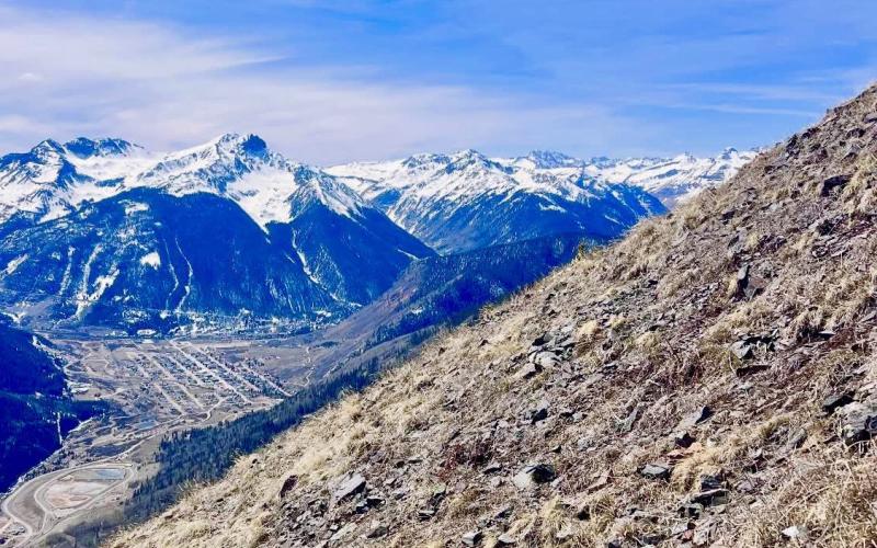 There is very little snow up high. You can see Silverton in distance photo by Dr. Yvonne Naughton