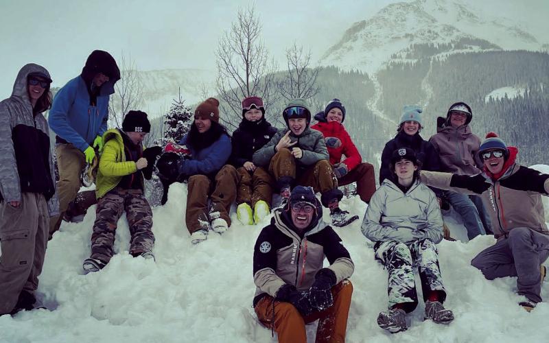 Class learning about staying safe outside Photo by Silverton Avalanche School