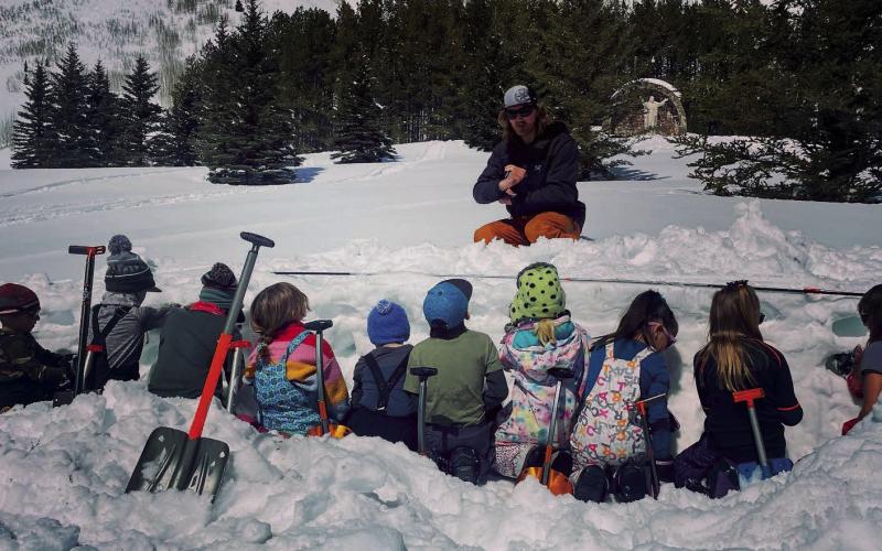 2nd and 3rd grade class learning about snow safety Photo by Silverton Avalanche School