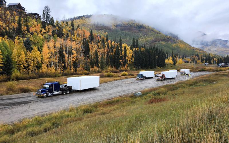 Anvil Townhome units were staged at Purgatory for delivery to Silverton . Photo courtesy of Carrie Cline