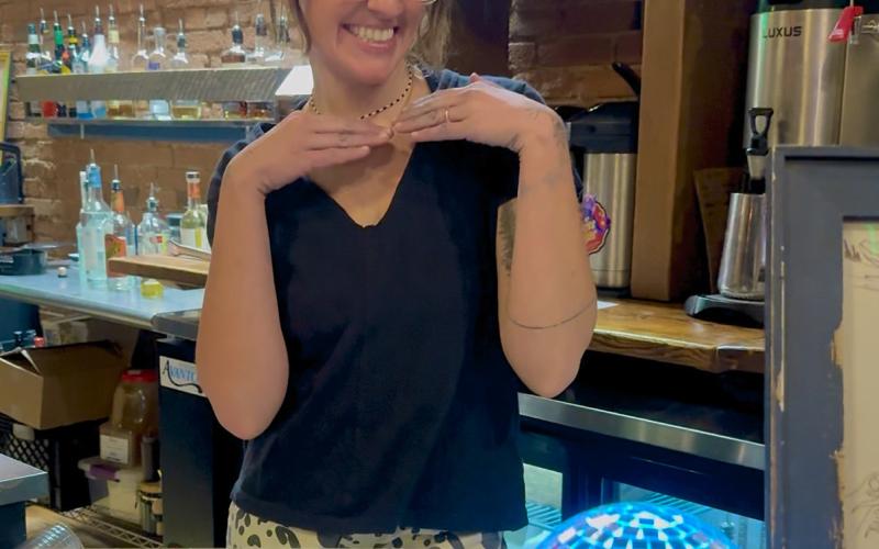 Holly Huebner, the co-owner of The Den managed the local crowd that showed up for the live music Friday night like a champ photo by DeAnne Gallegos