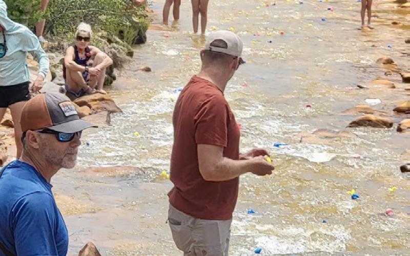 Even though the water was low in Cement Creek, the Duck Derby went off without a hitch photo by DeAnne Gallegos