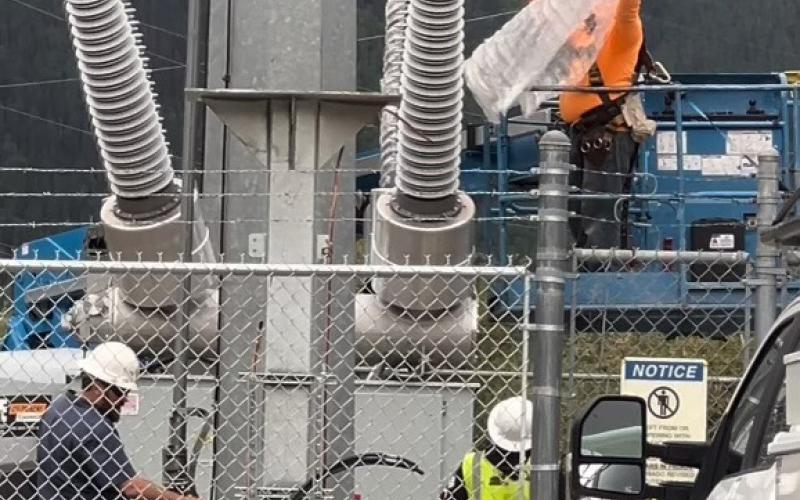 Photo credit DeAnne Gallegos San Miguel Power Association installing new equipment at the substation on June 27,2024 increasing the reliability of our electric infrastructure.