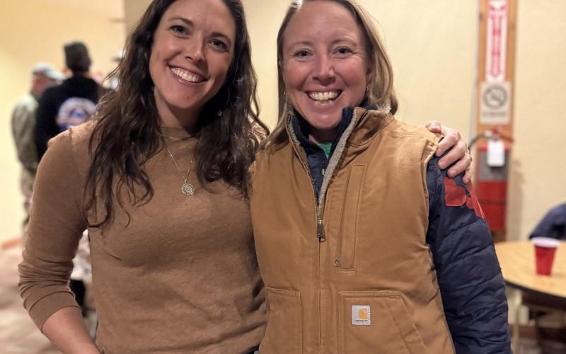 Dayna Kranker and Sally Barney spent some time catching up with one another at the candidate’s night forum photo by DeAnne Gallegos