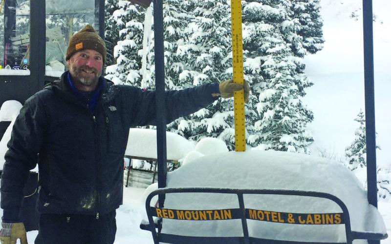 Grady Ham working the powder covered lifts at Silverton Mountain. Photo credit Marc Kloster