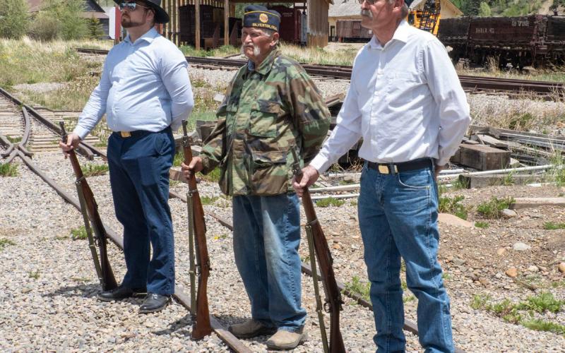 Matt Greene, Tommy Wipf, &amp; Gary Davis did the three gun salute at the memorial Photo by Ray Dileo