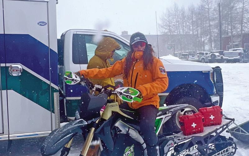 SMR team member Rachel Lam on one of the new snow bikes.