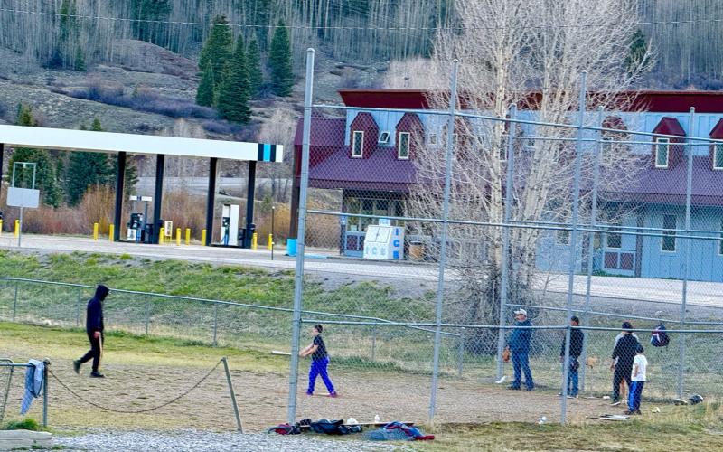 Silverton locals were out playing baseball last week before the recent snowstorm down at the field next to the Visitor Center photo by DeAnne Gallegos