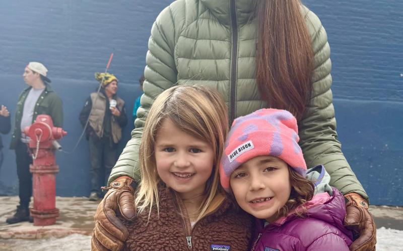 photo by Katey Fetch Sterling and Willow Blankenship with Ava Andrade waiting for Santa