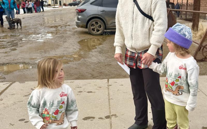 photo by Katey Fetch Natalie Wegert takes her two young kids to see Santa Claus