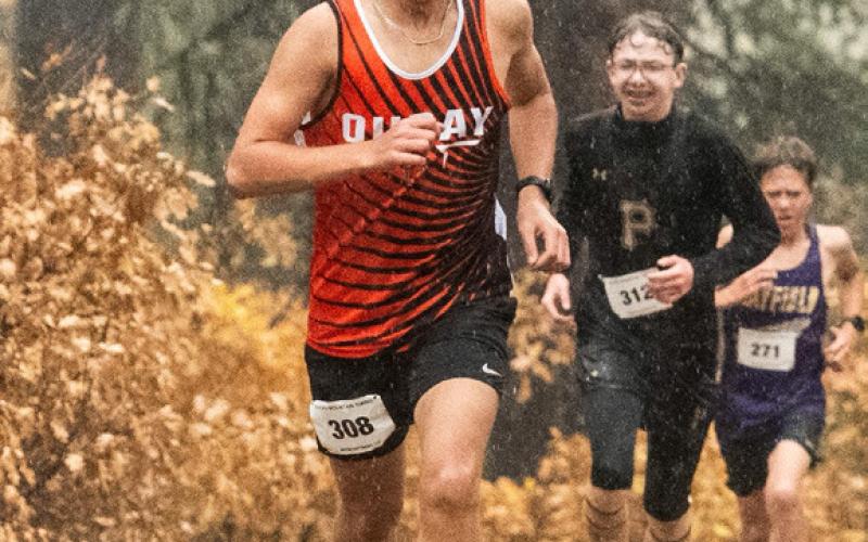 Silverton 8th grader Jonah Kranker finished first in the cross-country race at Chicken Creek Photo by Dave Emory