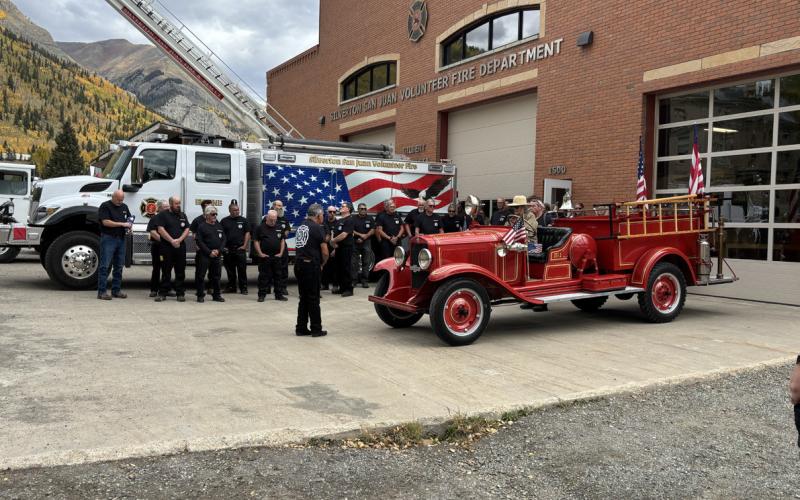 The SSJVFD funeral procession is a sacred ceremony they do for one of their own. photo by Barbara McLachlan