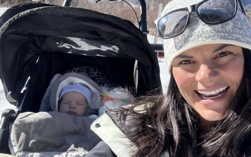 Tracy Lynn and new baby, Ottis, enjoying the outdoors!