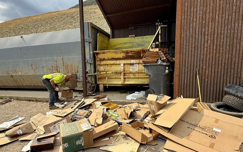 Transfer station staff said someone left them quite a mess one day when the cardboard bin was down. Please hang onto your cardboard if the bins are out of order photo by DeAnne Gallego
