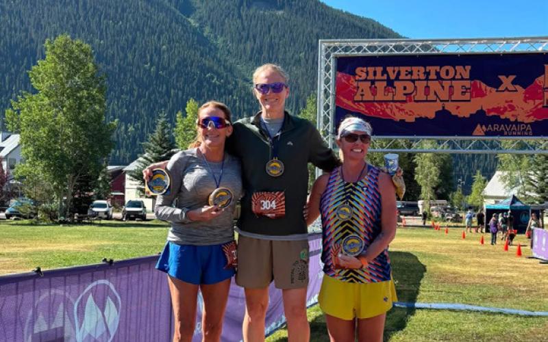 Kendall Mountain Run winners 11K women Leigh Kirkeeide, Sara Wood, Kelli Maxwell photo by Aravapai