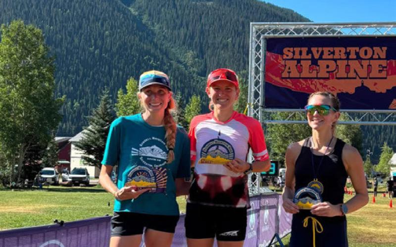 Kendall Mountain Run winners 12 miler women Lindsay Allison, Amber Tookey, Lacey Bourgois photo by Aravapai