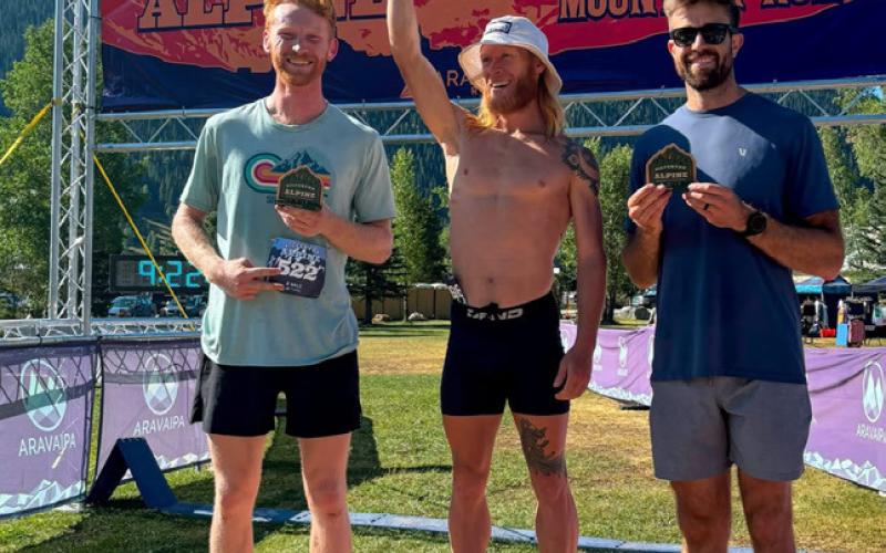Silverton Alpine 8 mile men Anthony Kunkel new course record! Andrew Wintergerst , Cole Crawford photo by Aravapai