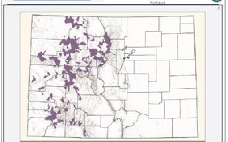 Example of interactive map on CPW website of Colordo Cutthrough Trout Species map on Western Slope of Colorado
