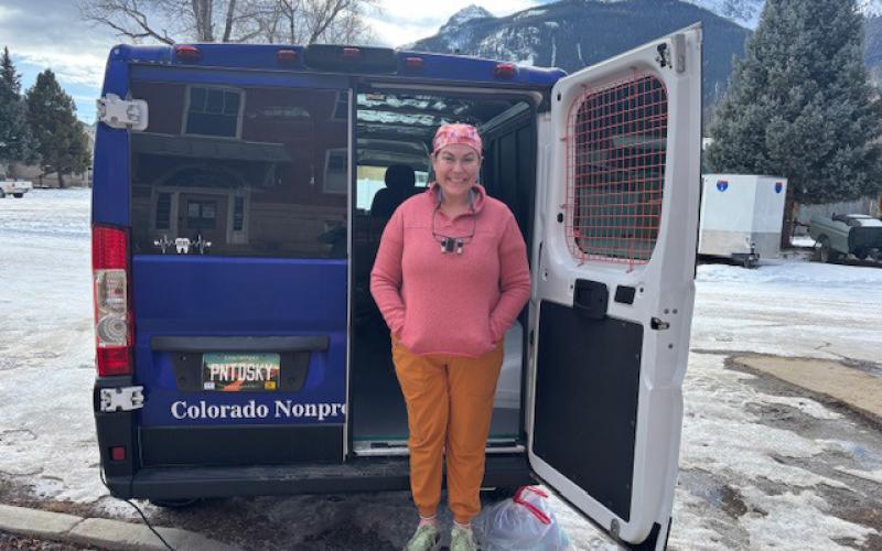 Dental Hygentist Courtney Justice brings up a dental van to San Juan County photo by SJCPH