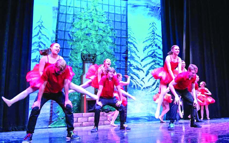 Rylan Jaramillo and Amelia Edwards in the Polar Express. Photo credit Weehawken Dance