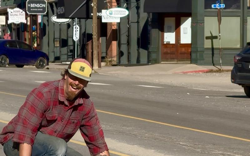 Nico Foster enjoying the freedom to skateboard down Greene St. Photo by DeAnne Gallegos