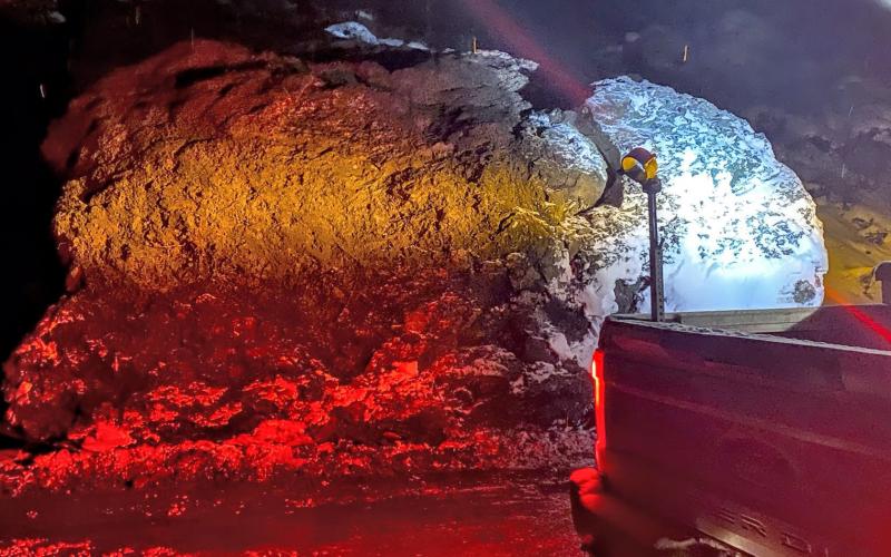 11/13– US 550 Red Mountain Pass closed between Silverton and Ouray due to a rockfall. Photo credit CDOT