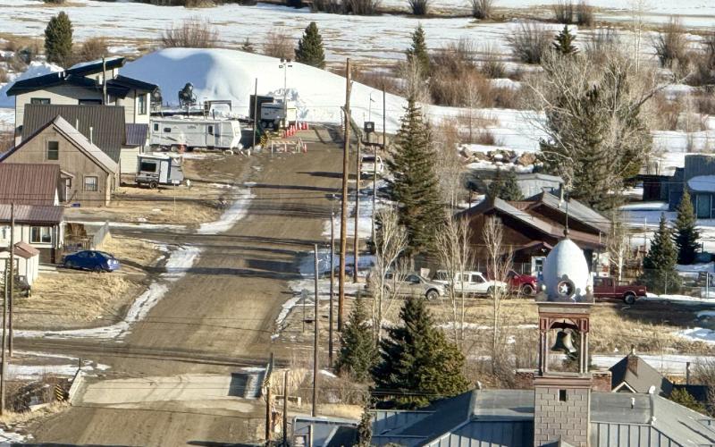 Silverton Skijoring snow pile at the end of 14th Street in Kendall parking lot can be seen from Shrine Road photo by DeAnne Gallegos